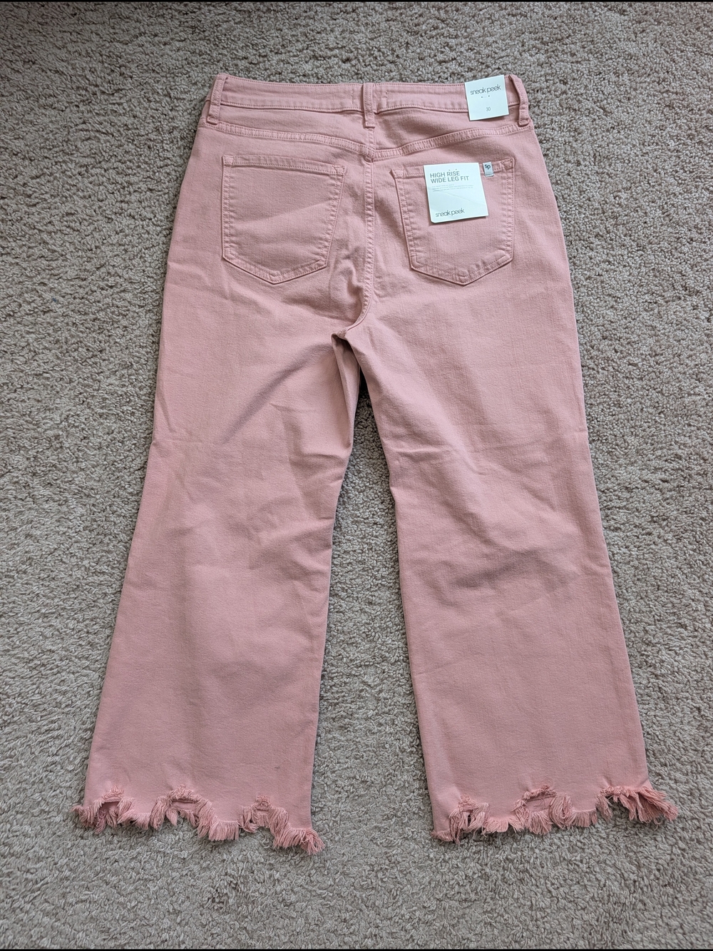 Sneak Peek Womens Dusty Pink Distressed High Rise Wide Leg Jeans NWT Size 30 - Picture 5 of 14